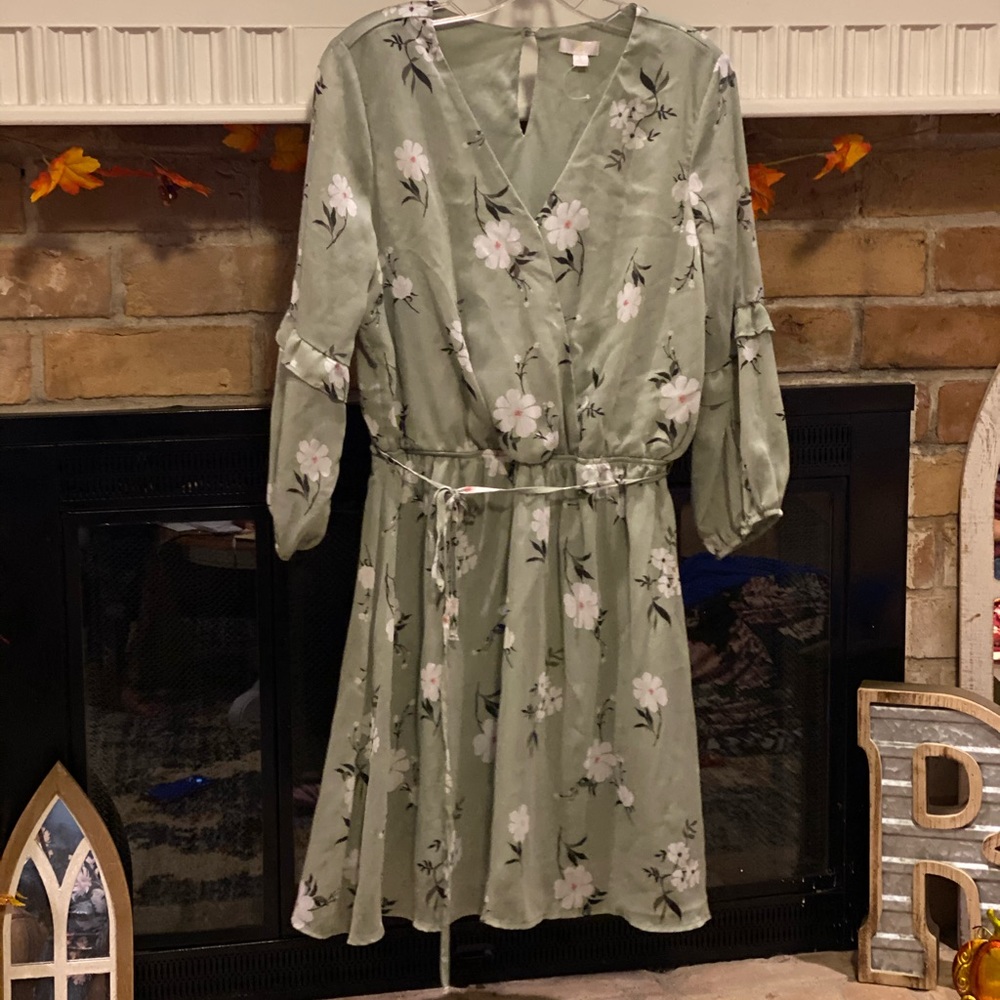 Olive Green Long Sleeve Dress